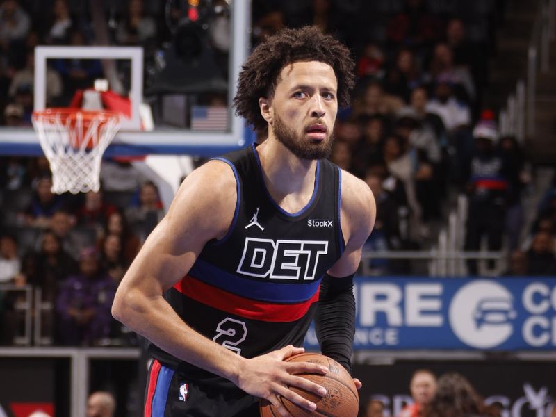 DETROIT, MI - NOOVEMBER 12: Cade Cunningham #2 of the Detroit Pistons handles he ball during the game against the Miami Heat during the Emirates NBA Cup game on November 12, 2024 at Little Caesars Arena in Detroit, Michigan. NOTE TO USER: User expressly acknowledges and agrees that, by downloading and/or using this photograph, User is consenting to the terms and conditions of the Getty Images License Agreement. Mandatory Copyright Notice: Copyright 2024 NBAE (Photo by Brian Sevald/NBAE via Getty Images)