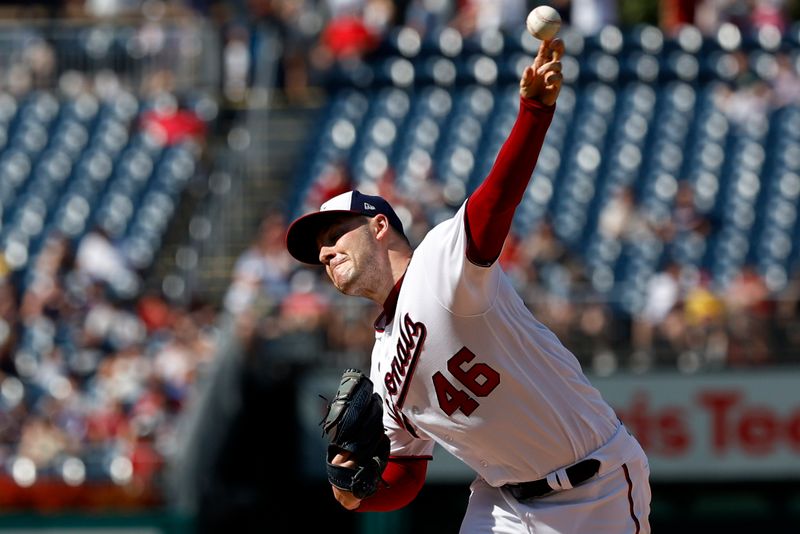 Aug 17, 2023; Washington, District of Columbia, USA; Washington Nationals starting pitcher Patrick Corbin (46) pitches against the Boston Red Sox during the second inning at Nationals Park. Mandatory Credit: Geoff Burke-USA TODAY Sports