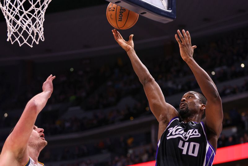 DENVER, COLORADO - FEBRUARY 28: Harrison Barnes #40 of the Sacramento Kings goes for a lay up during the first quarter of the game against the Denver Nuggets at Ball Arena on February 28, 2024 in Denver, Colorado. NOTE TO USER: User expressly acknowledges and agrees that, by downloading and or using this photograph, User is consenting to the terms and conditions of the Getty Images License Agreement. (Photo by Alysa Rubin/Clarkson Creative/Getty Images)