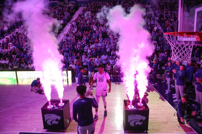 Mar 9, 2024; Manhattan, Kansas, USA; Kansas State Wildcats forward Jerrell Colbert (20) is introduced before the state of a game against the Iowa State Cyclones Bramlage Coliseum. Mandatory Credit: Scott Sewell-USA TODAY Sports