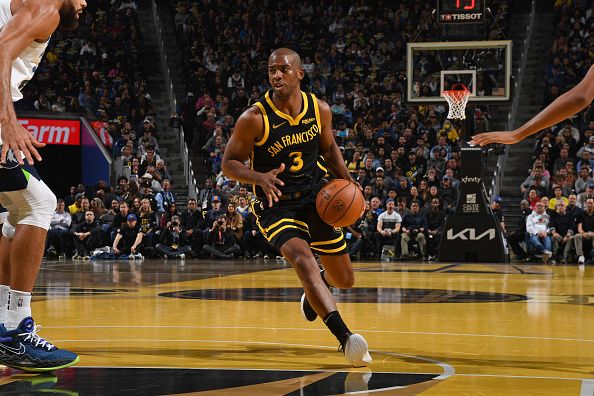 SAN FRANCISCO, CA - NOVEMBER 14: Chris Paul #3 of the Golden State Warriors drives to the basket during the game against the Minnesota Timberwolves during the In-Season Tournament on November 14, 2023 at Chase Center in San Francisco, California. NOTE TO USER: User expressly acknowledges and agrees that, by downloading and or using this photograph, user is consenting to the terms and conditions of Getty Images License Agreement. Mandatory Copyright Notice: Copyright 2023 NBAE (Photo by Noah Graham/NBAE via Getty Images)