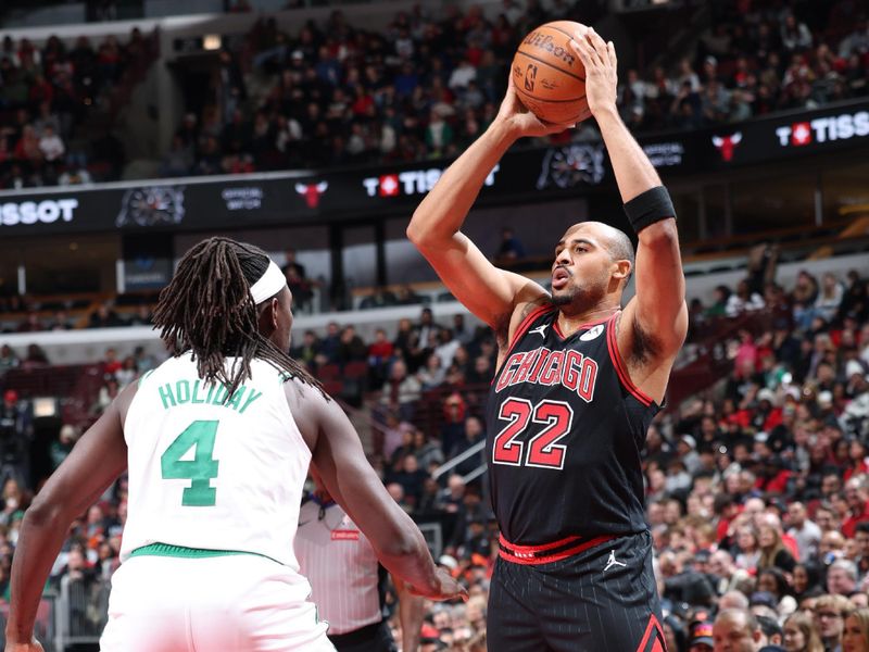 CHICAGO, IL - NOVEMBER 29: Talen Horton-Tucker #22 of the Chicago Bulls looks to pass the ball during the game against the Boston Celtics during the Emirates NBA Cup game on November 29, 2024 at United Center in Chicago, Illinois. NOTE TO USER: User expressly acknowledges and agrees that, by downloading and or using this photograph, User is consenting to the terms and conditions of the Getty Images License Agreement. Mandatory Copyright Notice: Copyright 2024 NBAE (Photo by Jeff Haynes/NBAE via Getty Images)