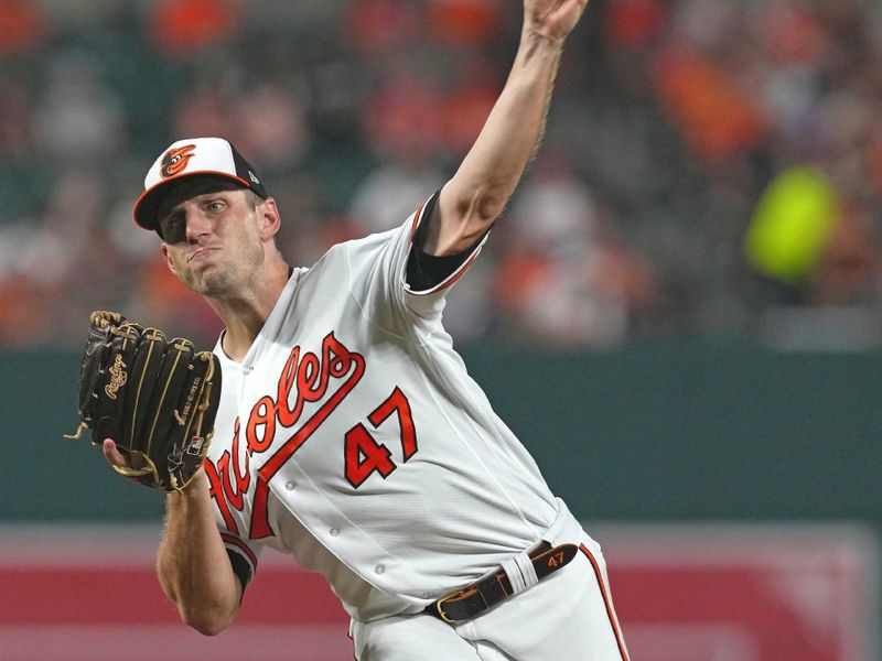 Sep 12, 2023; Baltimore, Maryland, USA; Baltimore Orioles pitcher John Means (47) delivers in the fourth inning against the St.Louis Cardinals at Oriole Park at Camden Yards. Mandatory Credit: Mitch Stringer-USA TODAY Sports