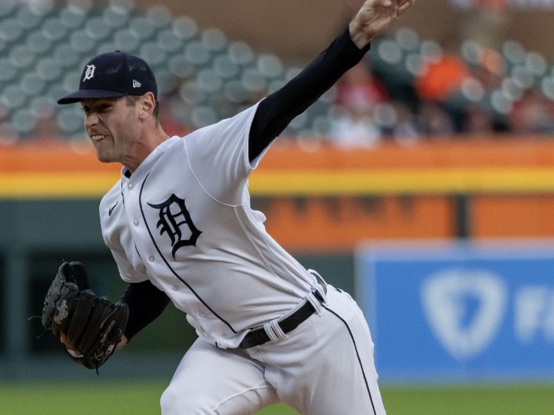 Sep 12, 2023; Detroit, Michigan, USA; Detroit Tigers starting pitcher Joey Wentz (43) throws in the first inning against the Cincinnati Reds at Comerica Park. Mandatory Credit: David Reginek-USA TODAY Sports