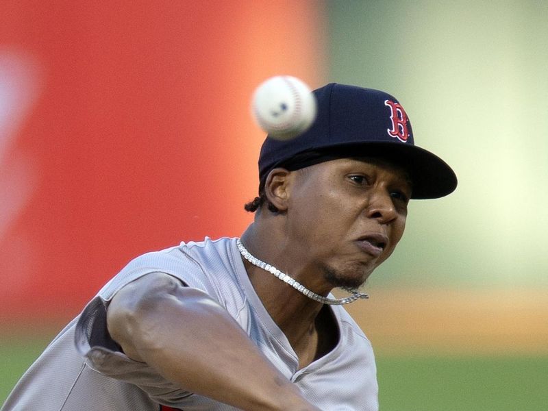 Apr 2, 2024; Oakland, California, USA; Boston Red Sox pitcher Brayan Bello (66) delivers a pitch against the Oakland Athletics during the first inning at Oakland-Alameda County Coliseum. Mandatory Credit: D. Ross Cameron-USA TODAY Sports