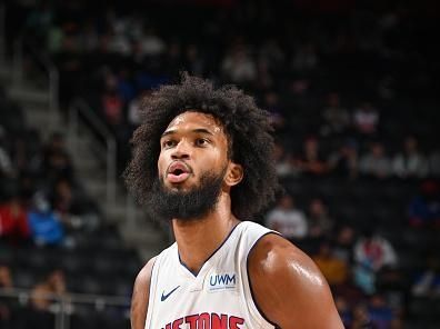 DETROIT, MI - NOVEMBER 1: Marvin Bagley III #35 of the Detroit Pistons shoots a free throw during the game against the Portland Trail Blazers on November 1, 2023 at Little Caesars Arena in Detroit, Michigan. NOTE TO USER: User expressly acknowledges and agrees that, by downloading and/or using this photograph, User is consenting to the terms and conditions of the Getty Images License Agreement. Mandatory Copyright Notice: Copyright 2023 NBAE (Photo by Chris Schwegler/NBAE via Getty Images)