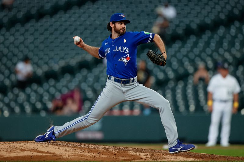 Sep 3, 2023; Denver, Colorado, USA; Toronto Blue Jays relief pitcher Jordan Romano (68) pitches in the ninth inning against the Colorado Rockies at Coors Field. Mandatory Credit: Isaiah J. Downing-USA TODAY Sports