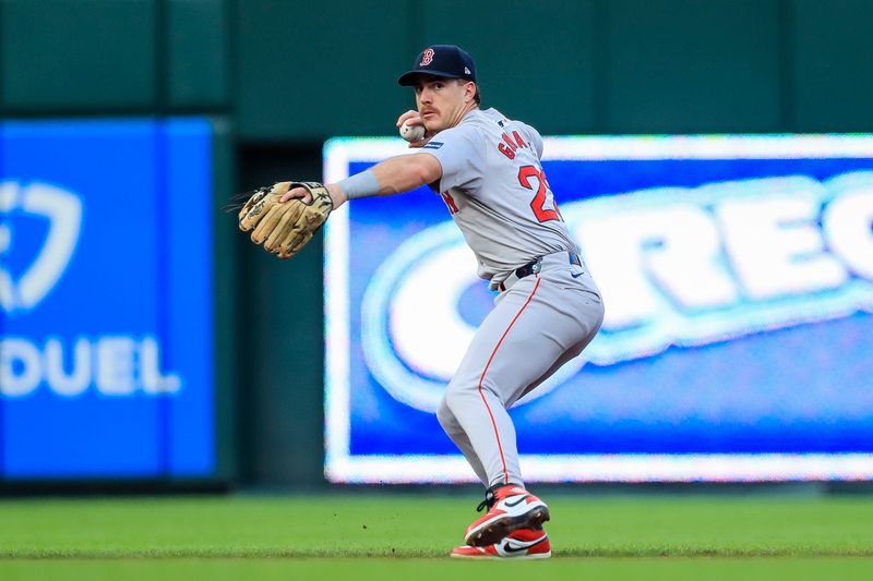 Jun 21, 2024; Cincinnati, Ohio, USA; Boston Red Sox shortstop Romy Gonzalez (23) throws to first to get Cincinnati Reds third baseman Santiago Espinal (not pictured) out in the fourth inning at Great American Ball Park. Mandatory Credit: Katie Stratman-USA TODAY Sports