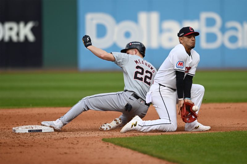 Oct 12, 2024; Cleveland, Ohio, USA; Cleveland Guardians pitcher Emmanuel Clase (48)  pitches in in the eighth inning against the Detroit Tigers  during game five of the ALDS for the 2024 MLB Playoffs at Progressive Field. Mandatory Credit: Ken Blaze-Imagn Images