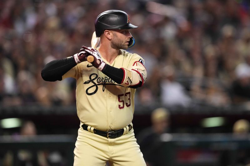 Sep 2, 2023; Phoenix, Arizona, USA; Arizona Diamondbacks first baseman Christian Walker (53) against the Baltimore Orioles at Chase Field. Mandatory Credit: Joe Camporeale-USA TODAY Sports