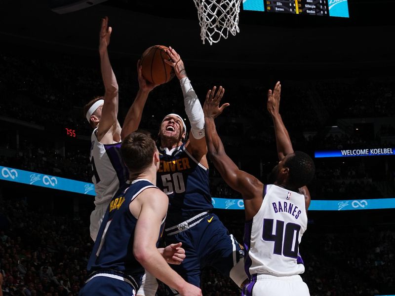 DENVER, CO - FEBRUARY 14: Aaron Gordon #50 of the Denver Nuggets drives to the basket during the game against the Sacramento Kings on February 14, 2024 at the Ball Arena in Denver, Colorado. NOTE TO USER: User expressly acknowledges and agrees that, by downloading and/or using this Photograph, user is consenting to the terms and conditions of the Getty Images License Agreement. Mandatory Copyright Notice: Copyright 2024 NBAE (Photo by Garrett Ellwood/NBAE via Getty Images)