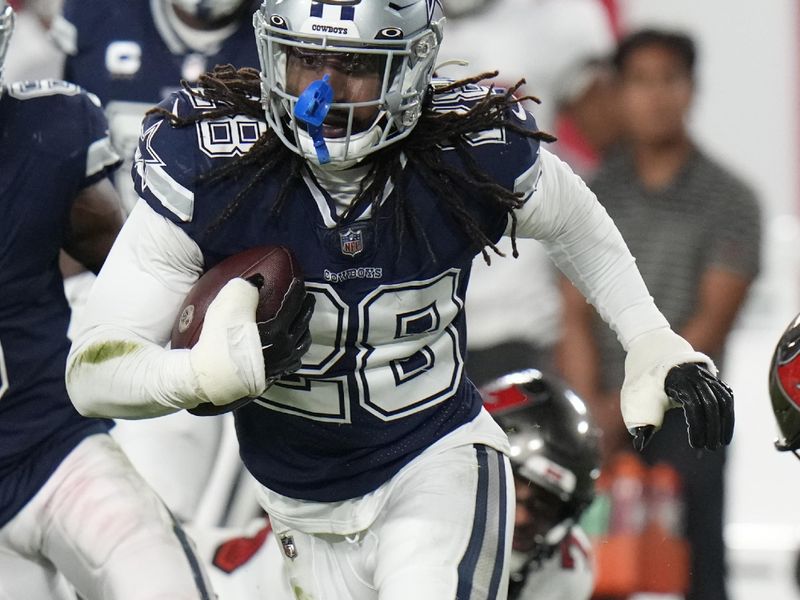 Dallas Cowboys safety Malik Hooker (28) against the Tampa Bay Buccaneers during an NFL wild card playoff football game Monday, Jan. 16, 2023, in Tampa, Fla. (AP Photo/Chris O'Meara)