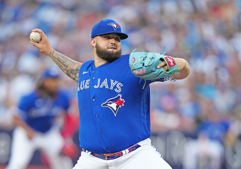 May 31, 2023; Toronto, Ontario, CAN; Toronto Blue Jays starting pitcher Alek Manoah (6) throws a pitch against the Milwaukee Brewers during the first inning at Rogers Centre. Mandatory Credit: Nick Turchiaro-USA TODAY Sports