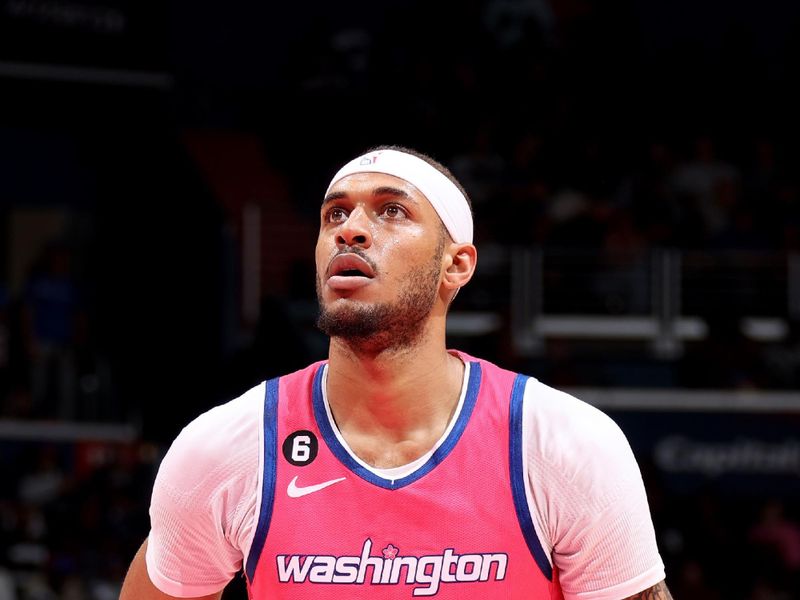 WASHINGTON, DC -? MARCH 24: Daniel Gafford #21 of the Washington Wizards prepares to shoot a free throw against the San Antonio Spurs on March 24, 2023 at Capital One Arena in Washington, DC. NOTE TO USER: User expressly acknowledges and agrees that, by downloading and or using this Photograph, user is consenting to the terms and conditions of the Getty Images License Agreement. Mandatory Copyright Notice: Copyright 2023 NBAE (Photo by Stephen Gosling/NBAE via Getty Images)