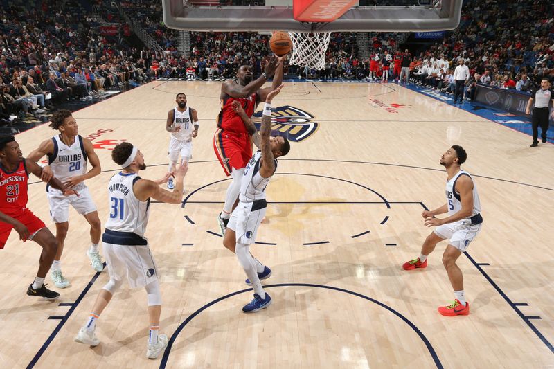 NEW ORLEANS, LA - JANUARY 29: Zion Williamson #1 of the New Orleans Pelicans drives to the basket during the game against the Dallas Mavericks on January 29, 2025 at the Smoothie King Center in New Orleans, Louisiana. NOTE TO USER: User expressly acknowledges and agrees that, by downloading and or using this Photograph, user is consenting to the terms and conditions of the Getty Images License Agreement. Mandatory Copyright Notice: Copyright 2025 NBAE (Photo by Layne Murdoch Jr./NBAE via Getty Images)