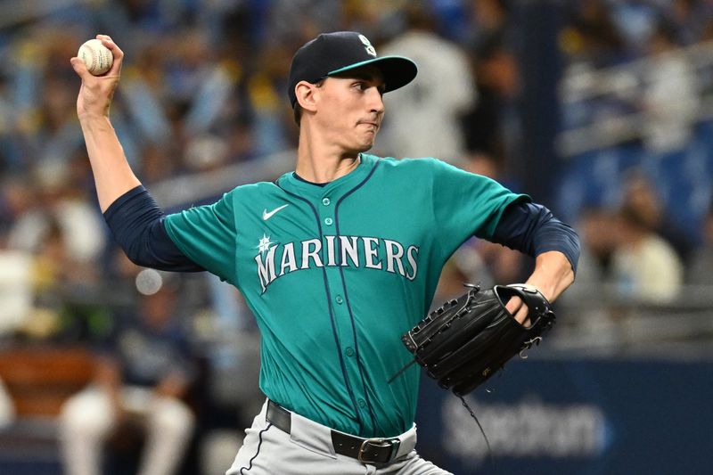 Jun 26, 2024; St. Petersburg, Florida, USA; Seattle Mariners starting pitcher George Kirby (68) throws against the Tampa Bay Rays in the second inning at Tropicana Field. Mandatory Credit: Jonathan Dyer-USA TODAY Sports