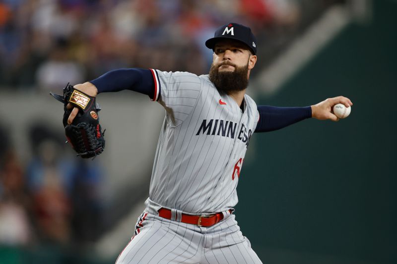 Sep 2, 2023; Arlington, Texas, USA; Minnesota Twins starting pitcher Dallas Keuchel (60) throws a pitch in the first inning against the Texas Rangers at Globe Life Field. Mandatory Credit: Tim Heitman-USA TODAY Sports