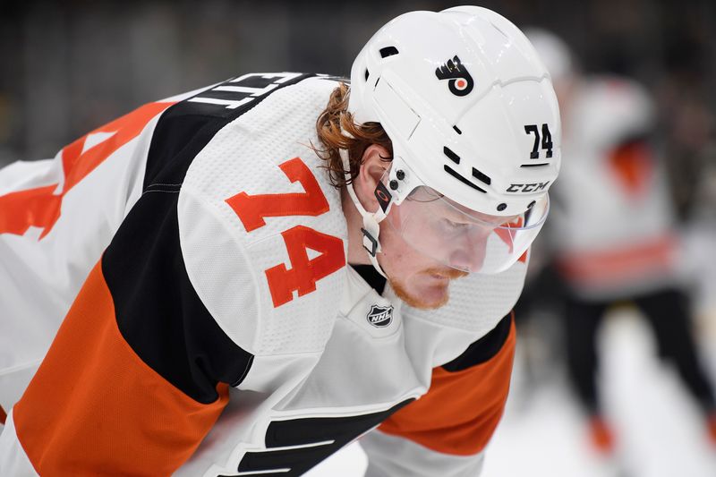 Mar 16, 2024; Boston, Massachusetts, USA; Philadelphia Flyers right wing Owen Tippett (74) after losing to the Boston Bruins at TD Garden. Mandatory Credit: Bob DeChiara-USA TODAY Sports