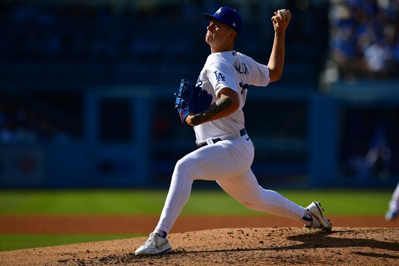 Jun 4, 2023; Los Angeles, California, USA; Los Angeles Dodgers starting pitcher Bobby Miller (70) throws against the New York Yankees during the fourth inning at Dodger Stadium. Mandatory Credit: Gary A. Vasquez-USA TODAY Sports