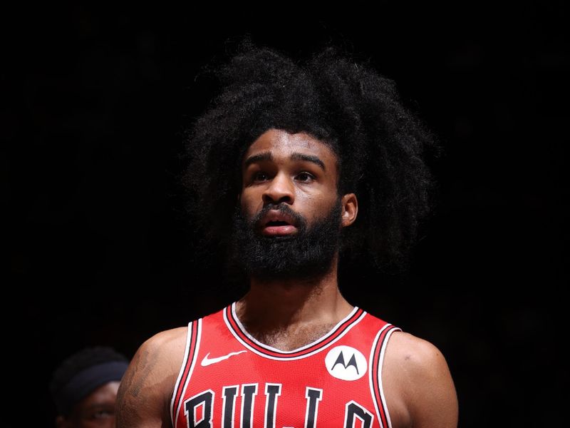 BROOKLYN, NY - MARCH 29: Coby White #0 of the Chicago Bulls shoots a free throw during the game against the Brooklyn Nets on March 29, 2024 at Barclays Center in Brooklyn, New York. NOTE TO USER: User expressly acknowledges and agrees that, by downloading and or using this Photograph, user is consenting to the terms and conditions of the Getty Images License Agreement. Mandatory Copyright Notice: Copyright 2024 NBAE (Photo by Nathaniel S. Butler/NBAE via Getty Images)