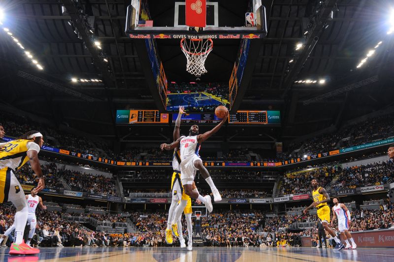 INDIANAPOLIS, IN - NOVEMBER 29: Tim Hardaway Jr. #8 of the Detroit Pistons drives to the basket during the game against the Indiana Pacers during the Emirates NBA Cup game on November 29, 2024 at Gainbridge Fieldhouse in Indianapolis, Indiana. NOTE TO USER: User expressly acknowledges and agrees that, by downloading and or using this Photograph, user is consenting to the terms and conditions of the Getty Images License Agreement. Mandatory Copyright Notice: Copyright 2024 NBAE (Photo by Ron Hoskins/NBAE via Getty Images)