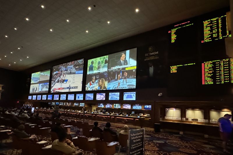 Mar 16, 2024; Las Vegas, NV, USA; The BetMGM Sportsbook at the Mandalay Bay resort and casino. Mandatory Credit: Kirby Lee-USA TODAY Sports