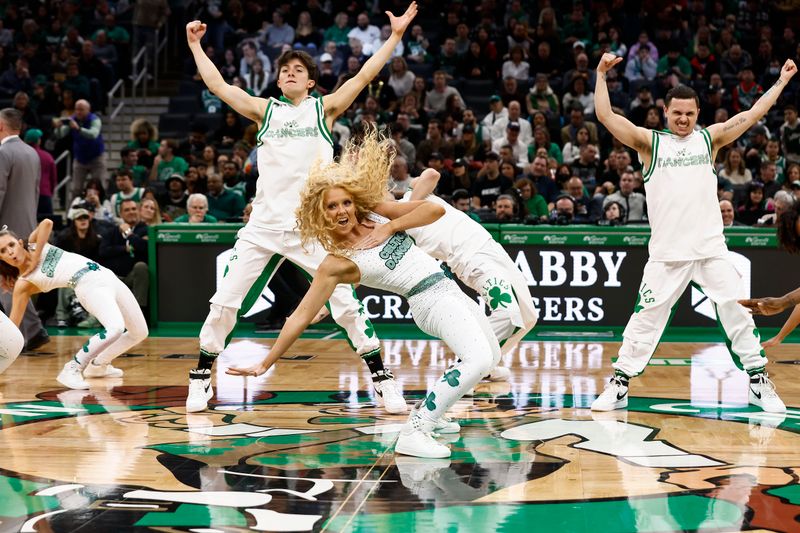 BOSTON, MA - FEBRUARY 14: The Boston Celtics dancers perform during the second half of the game between the Boston Celtics and the Brooklyn Nets at TD Garden on February 14, 2024 in Boston, Massachusetts. NOTE TO USER: User expressly acknowledges and agrees that, by downloading and/or using this Photograph, user is consenting to the terms and conditions of the Getty Images License Agreement. (Photo By Winslow Townson/Getty Images)