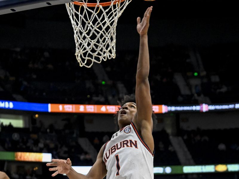 Mar 15, 2024; Nashville, TN, USA; South Carolina Gamecocks guard Jacobi Wright (1) lays the ball up against the South Carolina Gamecocks during the second half at Bridgestone Arena. Mandatory Credit: Steve Roberts-USA TODAY Sports