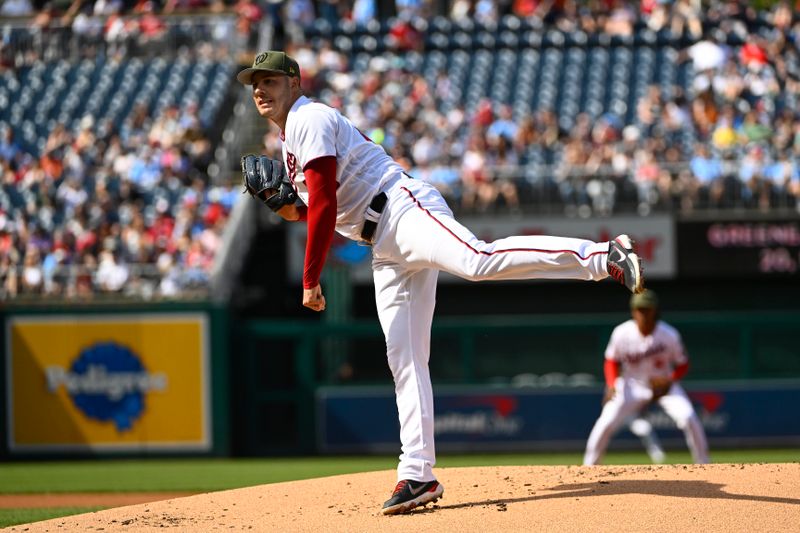 May 20, 2023; Washington, District of Columbia, USA; Washington Nationals starting pitcher Patrick Corbin (46) throws to the Detroit Tigers during the first inning at Nationals Park. Mandatory Credit: Brad Mills-USA TODAY Sports