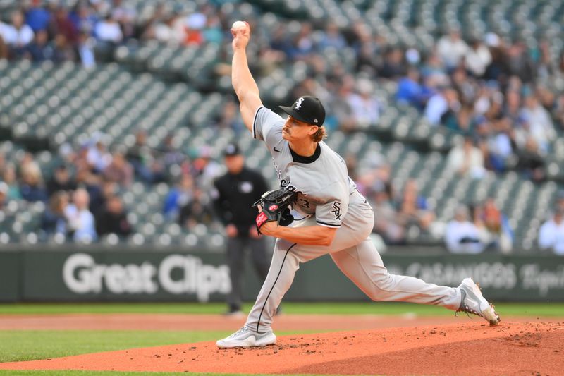 Jun 11, 2024; Seattle, Washington, USA; Chicago White Sox starting pitcher Drew Thorpe (33) pitches to the Seattle Mariners during the first inning at T-Mobile Park. Mandatory Credit: Steven Bisig-USA TODAY Sports