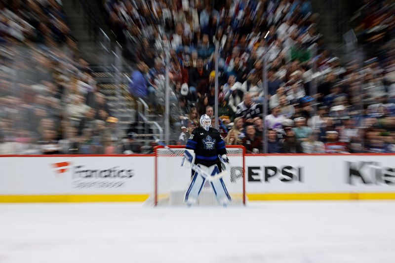 Feb 24, 2024; Denver, Colorado, USA; Toronto Maple Leafs goaltender Ilya Samsonov (35) in the third period against the Colorado Avalanche at Ball Arena. Mandatory Credit: Isaiah J. Downing-USA TODAY Sports