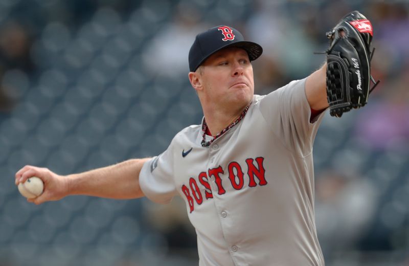 Apr 21, 2024; Pittsburgh, Pennsylvania, USA;  Boston Red Sox relief pitcher Chase Anderson (48) pitches against the Pittsburgh Pirates during the ninth inning at PNC Park. Boston won 6-1.Mandatory Credit: Charles LeClaire-USA TODAY Sports