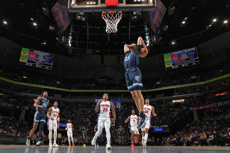 MEMPHIS, TN - APRIL 5: Maozinha Pereira #25 of the Memphis Grizzlies dunks the ball during the game against the Detroit Pistons on April 5, 2024 at FedExForum in Memphis, Tennessee. NOTE TO USER: User expressly acknowledges and agrees that, by downloading and or using this photograph, User is consenting to the terms and conditions of the Getty Images License Agreement. Mandatory Copyright Notice: Copyright 2024 NBAE (Photo by Joe Murphy/NBAE via Getty Images)