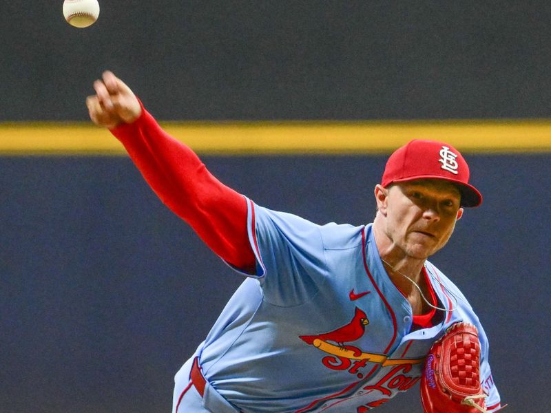 Sep 13, 2025; Milwaukee, Wisconsin, USA;  St. Louis Cardinals starting pitcher Sonny Gray (54) throws against the Milwaukee Brewers in the first inning at American Family Field. Mandatory Credit: Benny Sieu-Imagn Images