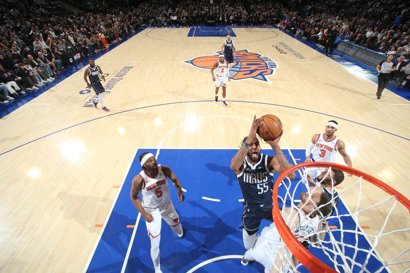 NEW YORK, NY - FEBRUARY 8: Derrick Jones Jr. #55 of the Dallas Mavericks shoots the ball during the game against the New York Knicks on February 8, 2024 at Madison Square Garden in New York City, New York.  NOTE TO USER: User expressly acknowledges and agrees that, by downloading and or using this photograph, User is consenting to the terms and conditions of the Getty Images License Agreement. Mandatory Copyright Notice: Copyright 2024 NBAE  (Photo by Nathaniel S. Butler/NBAE via Getty Images)