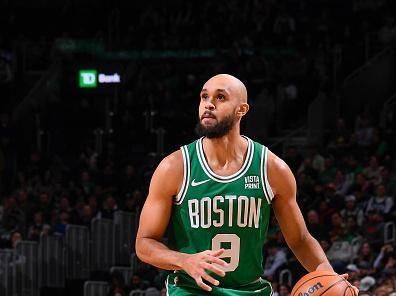 BOSTON, MA - DECEMBER 8: Derrick White #9 of the Boston Celtics handles the ball during the game  on December 8, 2023 at the TD Garden in Boston, Massachusetts. NOTE TO USER: User expressly acknowledges and agrees that, by downloading and or using this photograph, User is consenting to the terms and conditions of the Getty Images License Agreement. Mandatory Copyright Notice: Copyright 2023 NBAE  (Photo by Brian Babineau/NBAE via Getty Images)