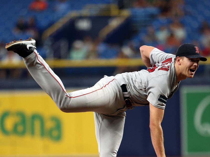 Sep 6, 2023; St. Petersburg, Florida, USA; Boston Red Sox relief pitcher Nick Pivetta (37) throws a pitch against the Tampa Bay Rays during the third inning at Tropicana Field. Mandatory Credit: Kim Klement Neitzel-USA TODAY Sports