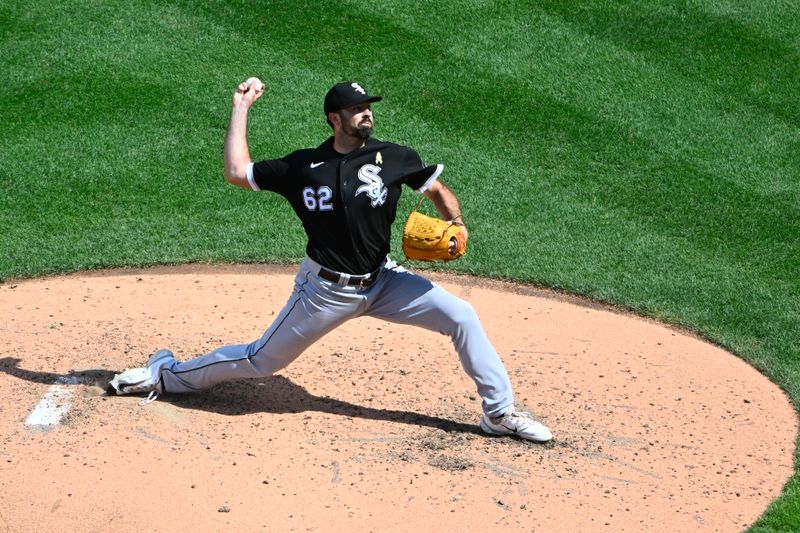 Sep 20, 2023; Washington, District of Columbia, USA; Chicago White Sox relief pitcher Jesse Scholtens (62) throws to the Washington Nationals during the fourth inning at Nationals Park. Mandatory Credit: Brad Mills-USA TODAY Sports