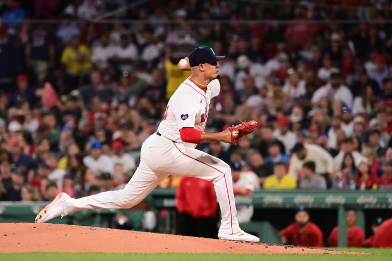 Jun 16, 2024; Boston, Massachusetts, USA; Boston Red Sox relief pitcher Brennan Bernardino (83) pitches against the New York Yankees during the seventh inning at Fenway Park. Mandatory Credit: Eric Canha-USA TODAY Sports