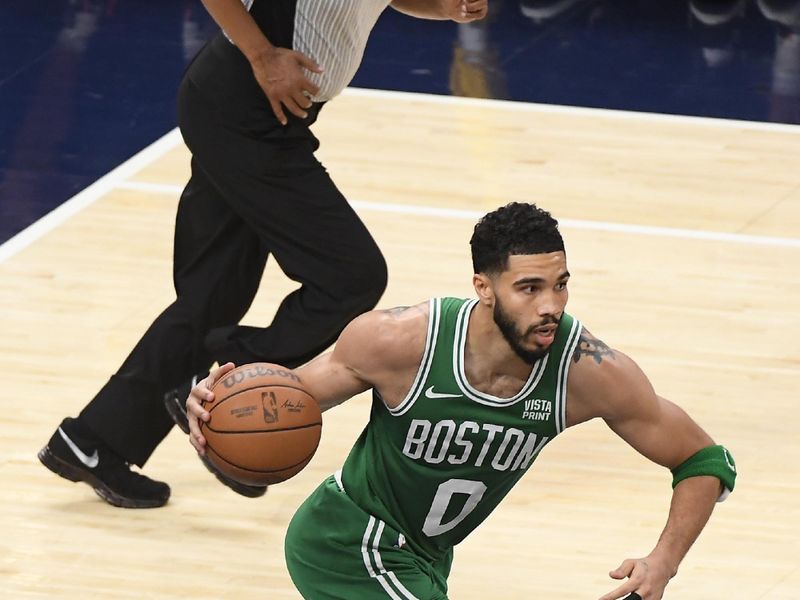 INDIANAPOLIS, IN - MAY 27:  Jayson Tatum #0 of the Boston Celtics handles the ball during the game  against the Indiana Pacers during Game 4 of the Eastern Conference Finals of the 2024 NBA Playoffs on May 27, 2024 at Gainbridge Fieldhouse in Indianapolis, Indiana. NOTE TO USER: User expressly acknowledges and agrees that, by downloading and or using this Photograph, user is consenting to the terms and conditions of the Getty Images License Agreement. Mandatory Copyright Notice: Copyright 2024 NBAE (Photo by Brian Babineau/NBAE via Getty Images)