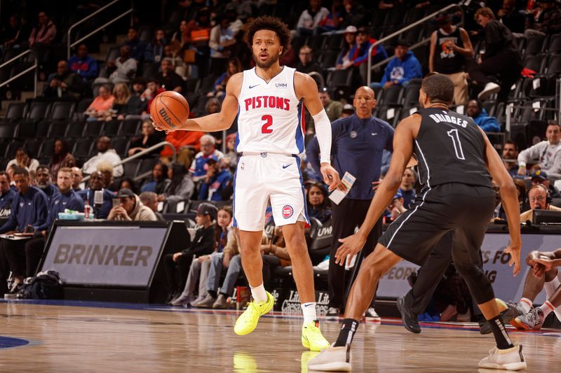 DETROIT, MI - MARCH 7: Cade Cunningham #2 of the Detroit Pistons looks on during the game against the Brooklyn Nets on March 7, 2024 at Little Caesars Arena in Detroit, Michigan. NOTE TO USER: User expressly acknowledges and agrees that, by downloading and/or using this photograph, User is consenting to the terms and conditions of the Getty Images License Agreement. Mandatory Copyright Notice: Copyright 2024 NBAE (Photo by Brian Sevald/NBAE via Getty Images)