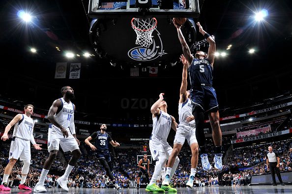 ORLANDO, FL - NOVEMBER 6: Paolo Banchero #5 of the Orlando Magic drives to the basket during the game against the Dallas Mavericks on November 6, 2023 at Amway Center in Orlando, Florida. NOTE TO USER: User expressly acknowledges and agrees that, by downloading and or using this photograph, User is consenting to the terms and conditions of the Getty Images License Agreement. Mandatory Copyright Notice: Copyright 2023 NBAE (Photo by Fernando Medina/NBAE via Getty Images)