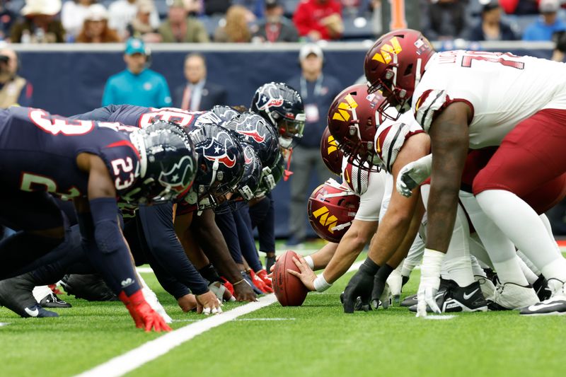 Washington Commanders line of scrimmage during an NFL game against the Houston Texans on Sunday, November 20, 2022, in Houston. (AP Photo/Matt Patterson)