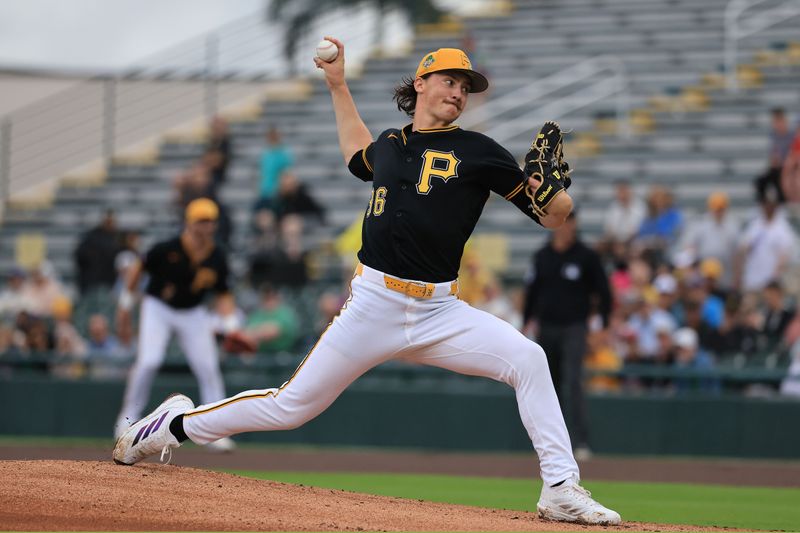 Mar 12, 2026; Bradenton, Florida, USA; Pittsburgh Pirates starting pitcher Bubba Chandler (36) throws a pitch during the first inning against the Atlanta Braves  at LECOM Park. Mandatory Credit: Kim Klement Neitzel-Imagn Images