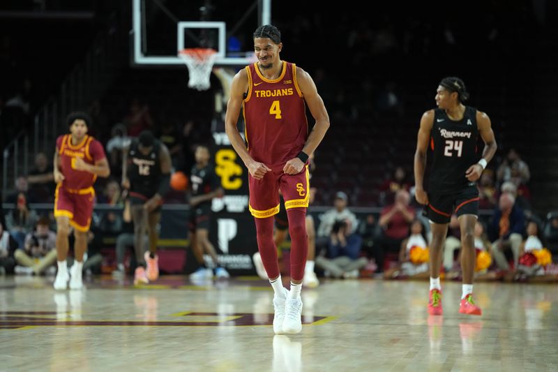 UTSA Roadrunners' Dorian Hayes Dribbles Through USC Trojans' Defense at Galen Center