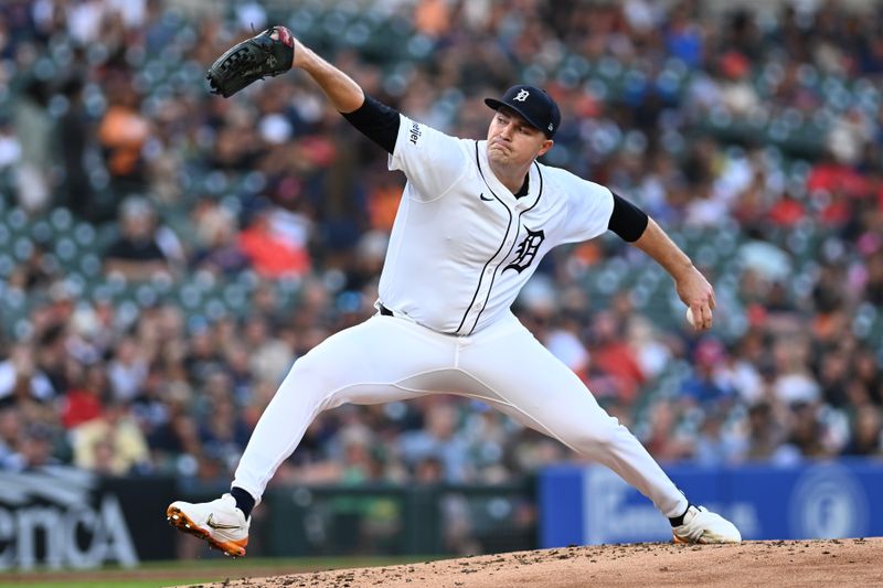 Aug 13, 2024; Detroit, Michigan, USA;  Detroit Tigers starting pitcher Tarik Skubal (29) throws a pitch against the Seattle Mariners in the second inning at Comerica Park. Mandatory Credit: Lon Horwedel-USA TODAY Sports