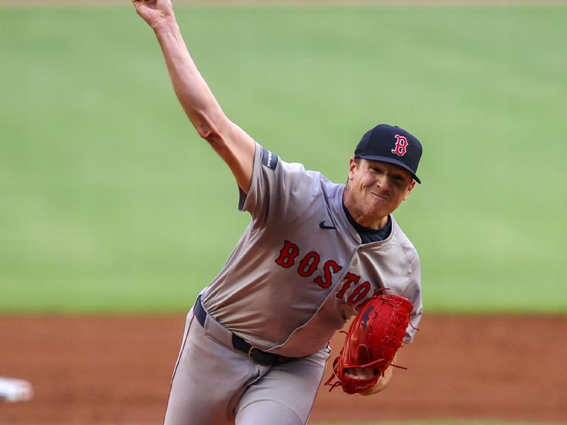 May 8, 2024; Atlanta, Georgia, USA; Boston Red Sox starting pitcher Nick Pivetta (37) throws against the Atlanta Braves in the first inning at Truist Park. Mandatory Credit: Brett Davis-USA TODAY Sports