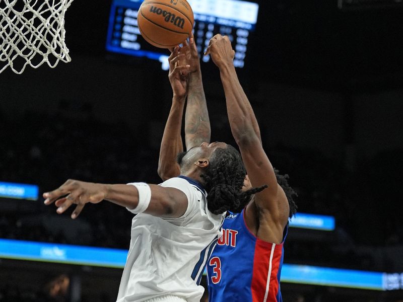 MINNEAPOLIS, MN -  MARCH 27: Naz Reid #11 of the Minnesota Timberwolves grabs a rebound during the game against the Detroit Pistons  on March 27, 2024 at Target Center in Minneapolis, Minnesota. NOTE TO USER: User expressly acknowledges and agrees that, by downloading and or using this Photograph, user is consenting to the terms and conditions of the Getty Images License Agreement. Mandatory Copyright Notice: Copyright 2024 NBAE (Photo by Jordan Johnson/NBAE via Getty Images)