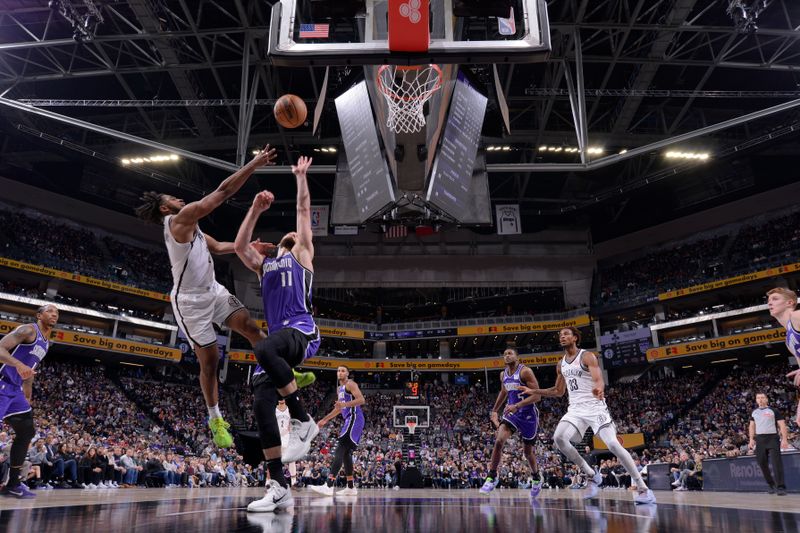 SACRAMENTO, CA - NOVEMBER 24: Cam Thomas #24 of the Brooklyn Nets shoots the ball during the game against the Sacramento Kings on November 24, 2024 at Golden 1 Center in Sacramento, California. NOTE TO USER: User expressly acknowledges and agrees that, by downloading and or using this Photograph, user is consenting to the terms and conditions of the Getty Images License Agreement. Mandatory Copyright Notice: Copyright 2024 NBAE (Photo by Rocky Widner/NBAE via Getty Images)