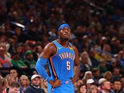 OKLAHOMA CITY, OK - JANUARY 2: Luguentz Dort #5 of the Oklahoma City Thunder looks on during the game against the Boston Celtics on January 2, 2024 at Paycom Arena in Oklahoma City, Oklahoma. NOTE TO USER: User expressly acknowledges and agrees that, by downloading and or using this photograph, User is consenting to the terms and conditions of the Getty Images License Agreement. Mandatory Copyright Notice: Copyright 2024 NBAE (Photo by Zach Beeker/NBAE via Getty Images)